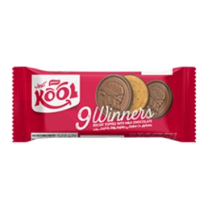 9 Winners – biscuit enrobé au chocolat au lait, fourré à la crème de chocolat (X9) Kool ( palmary)